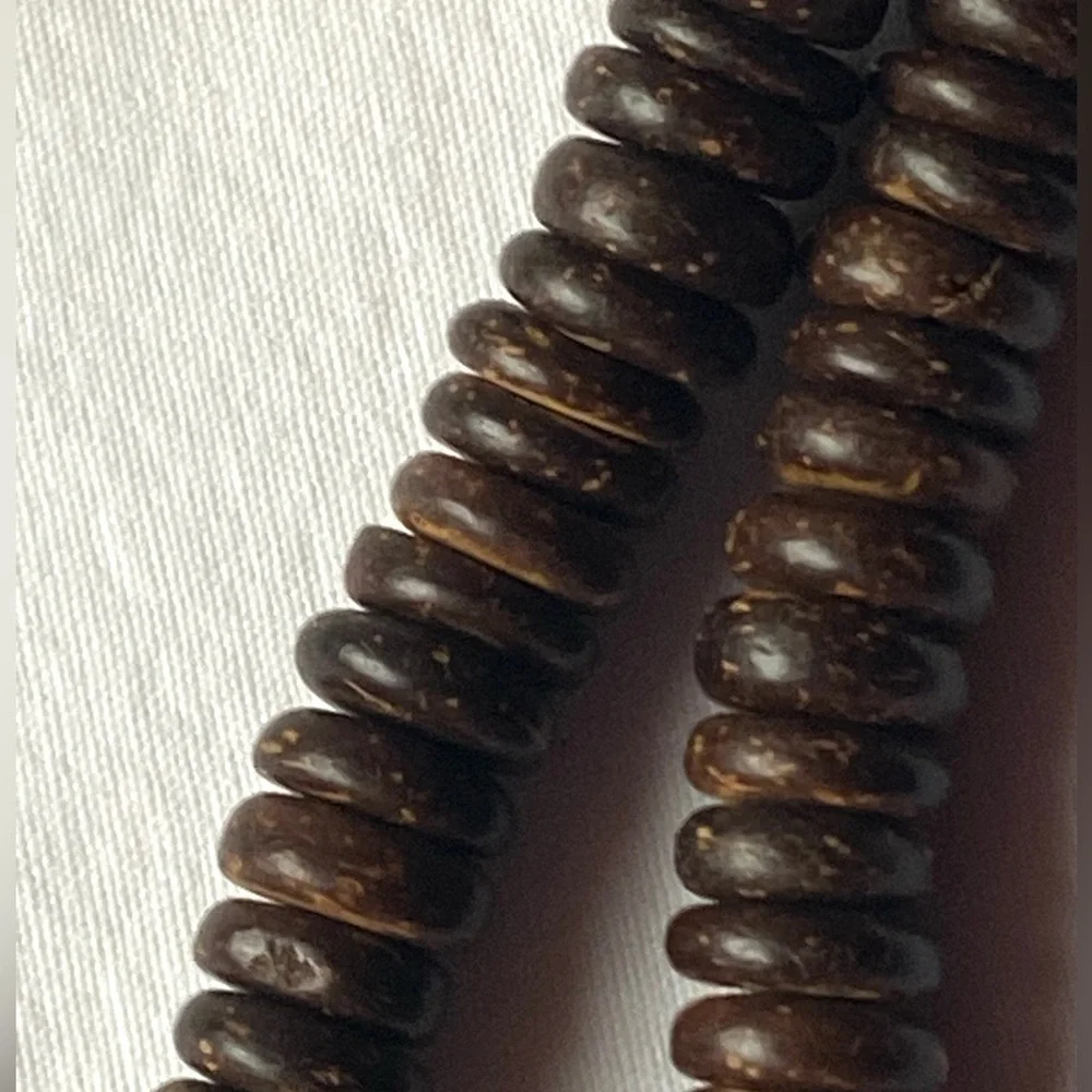 Statement Chunky Wood And Coconut Shell Bead Necklace Bohemian Tribal Brown